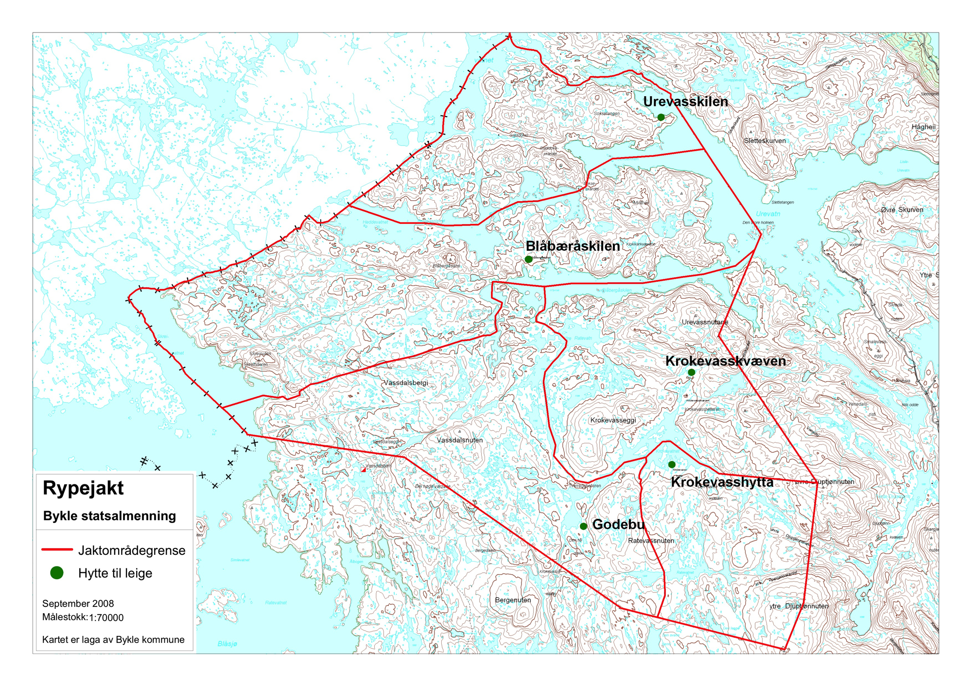 Bykle kommune kart